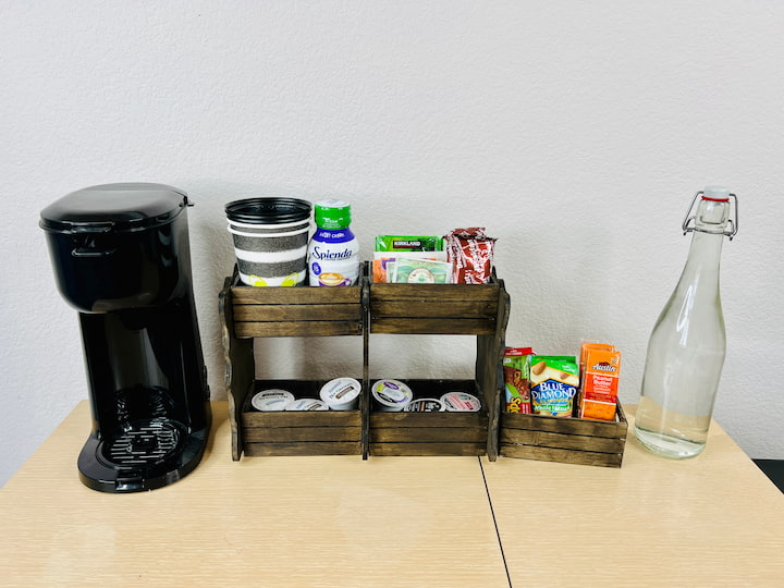 I stopped by Dollar Tree, grabbed a few supplies, and made this simple small coffee bar.  This is great for so many spaces in your home!