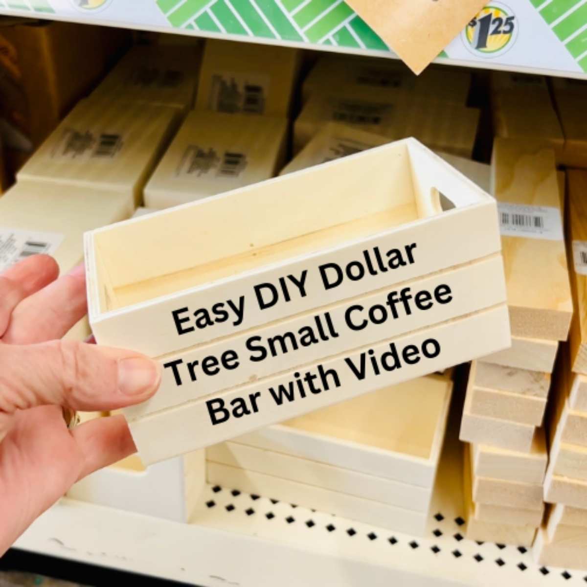 Need a coffee station for a small space? Here is how to build a custom countertop coffee bar using $1.25 wooden crates from Dollar Tree! Perfect for guest rooms, offices, or dorms.
