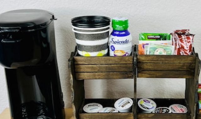 I stopped by Dollar Tree, grabbed a few supplies, and made this simple small coffee bar. This is great for so many spaces in your home!
