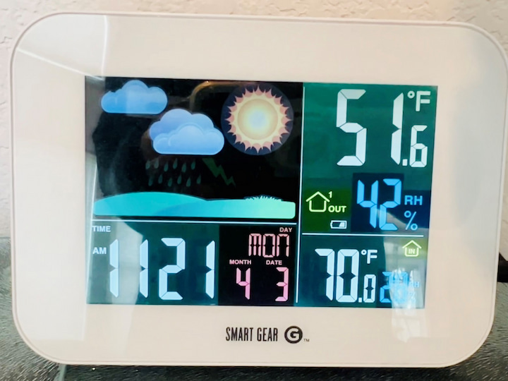 This is our indoor and outdoor digital thermometer.   