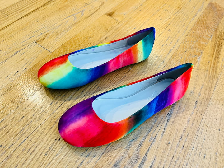 Once you're happy with the tie-dye effect, use fabric Mod Podge to seal the colors and protect your shoes. Give them a coat and let them dry completely.