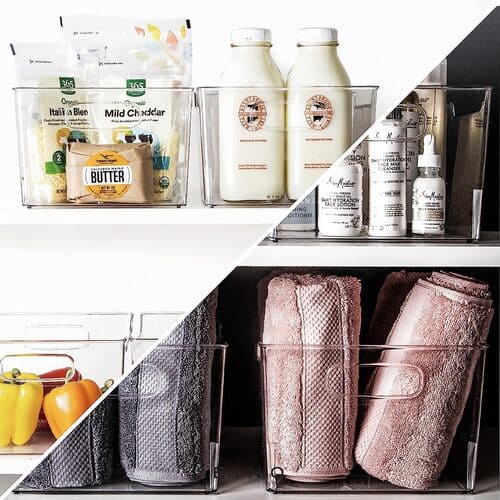 Clear Storage Bins for Organizing with Handles