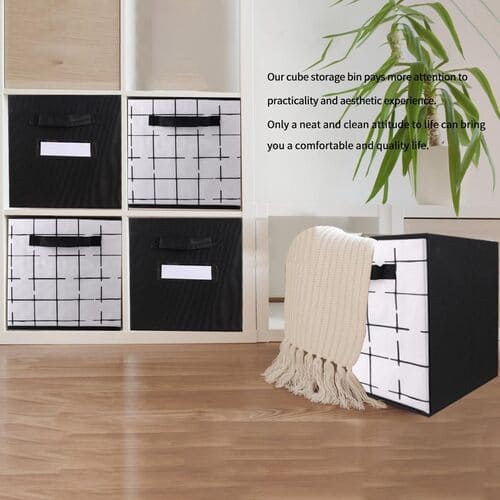 Cube Storage Bins in Check Pattern 5 Pack