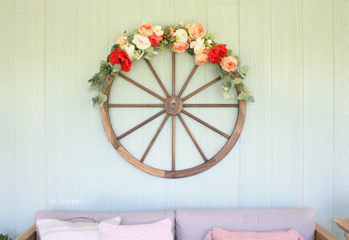 Floral Summer Wagon Wheel Wreath