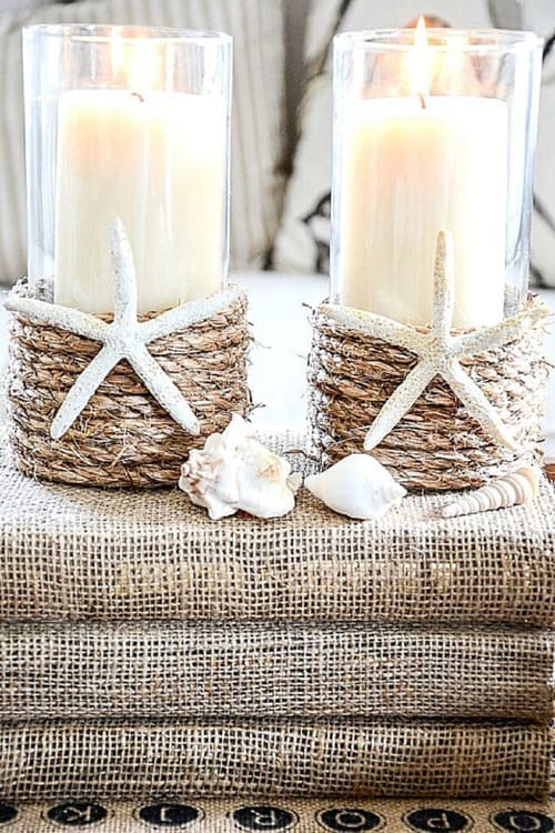  DIY summer room decorations Rope Wrapped Candle Holders