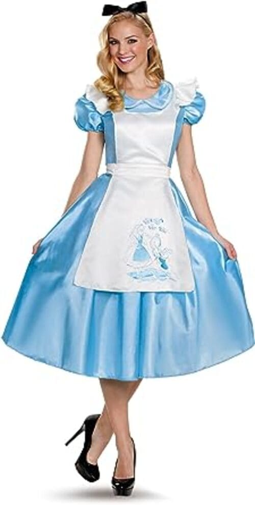 Alice in wonderland outfit blue dress blonde model