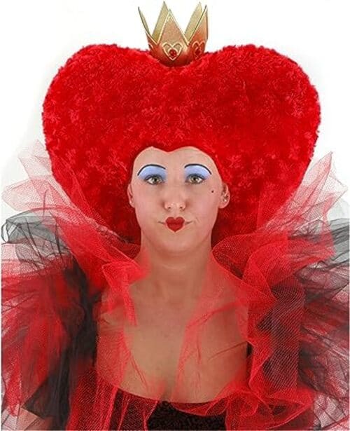 Queen of Hearts red wig and crown set