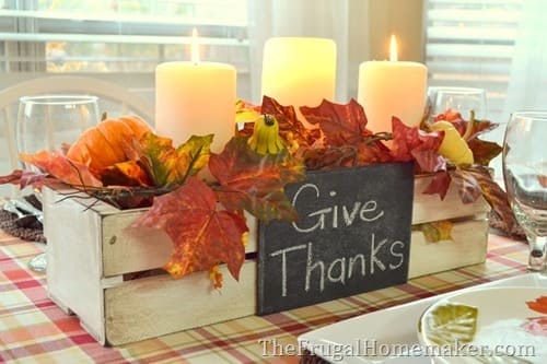 Thanksgiving Centerpiece Box with Chalkboard Labels