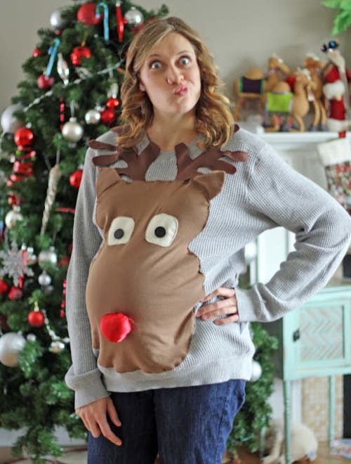 Oversized Reindeer Pregnant Ugly Christmas Costume DIY