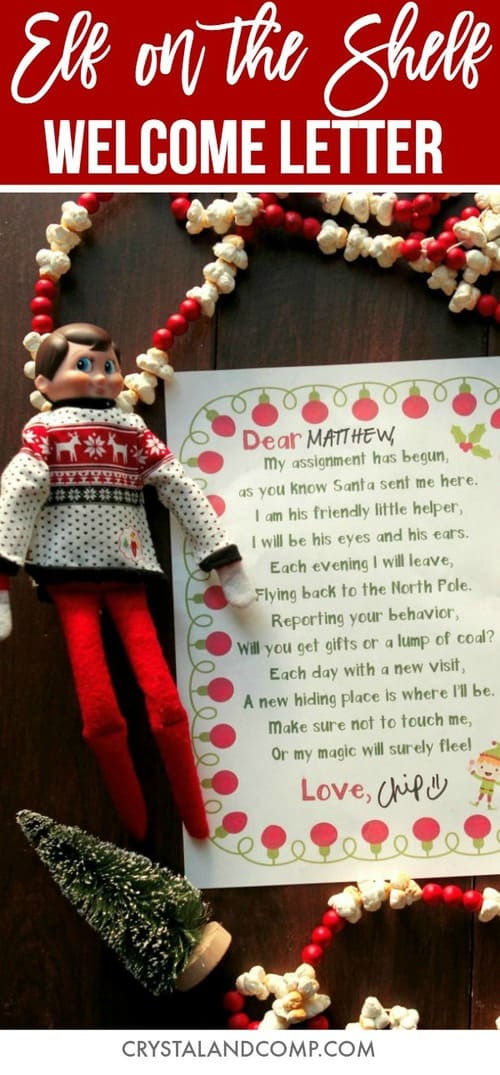 Elf on the Shelf Free Printable Welcome Letter