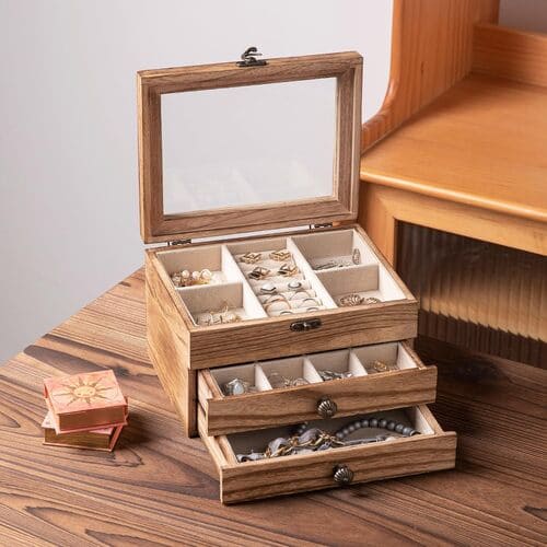 Vintage Jewelry Organizer with Clear Lid
