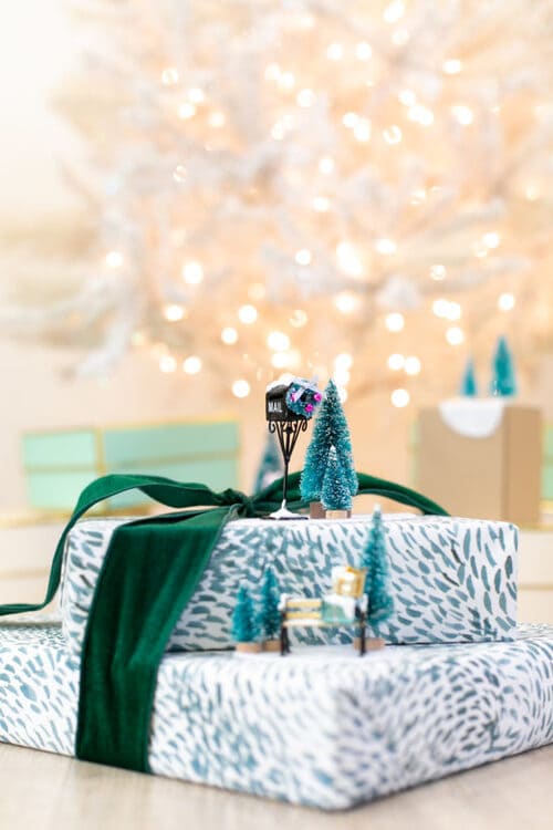 Gift Wrapping idea with Miniature Winter Scenes