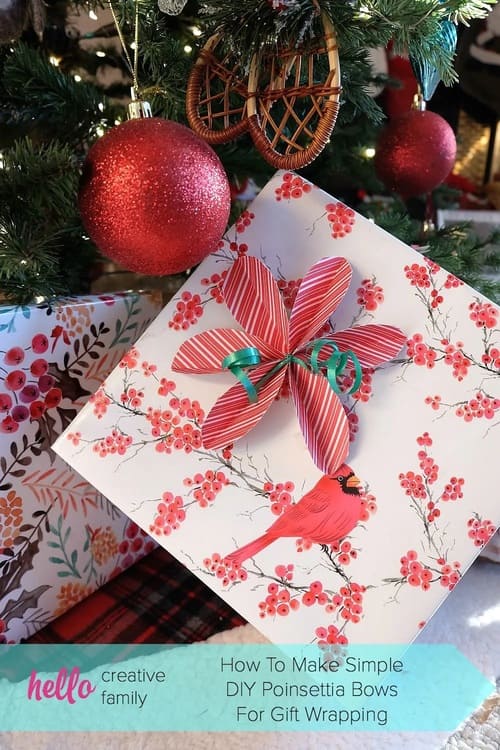 Simple Poinsettia Bows For Christmas Gift Wrapping