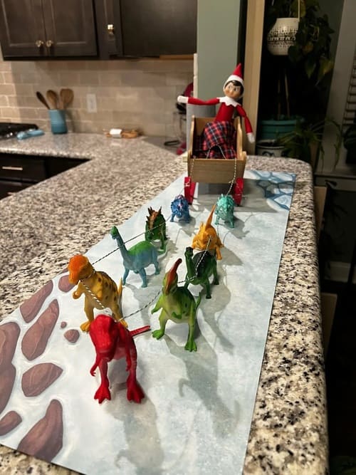 Elf on the Shelf Dinosaur Sled