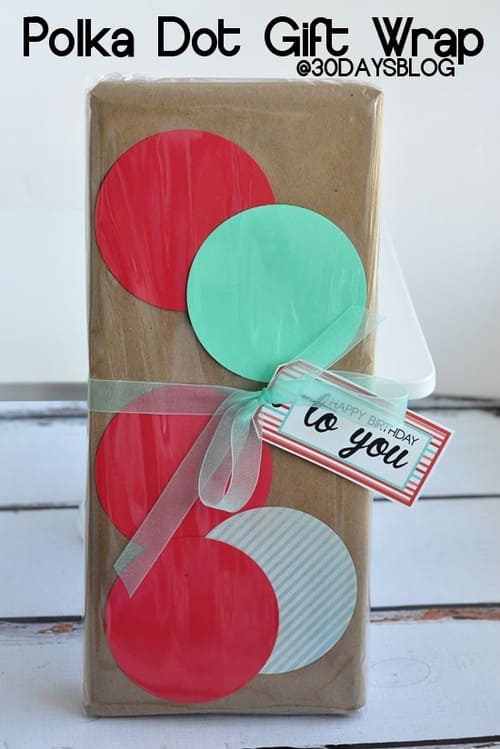 Kraft Paper and Huge Polka Dots Gift Wrapping
