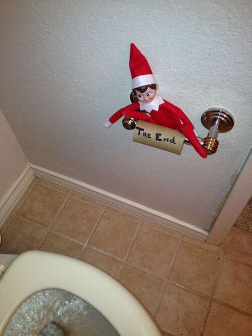 Elf on the Shelf Reminder To Change the Toilet Paper Roll