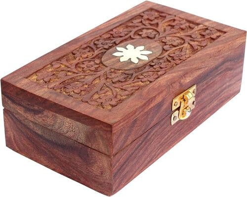 Jewelry Box with Floral Hand Carvings