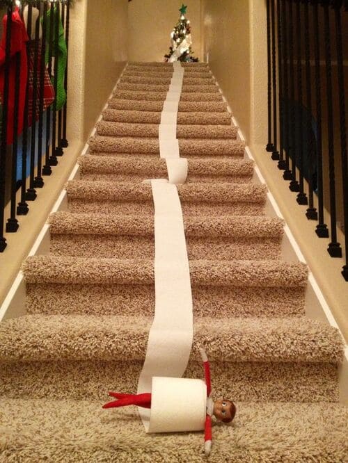 Rolling Down The Stairs In A Toilet Paper Roll