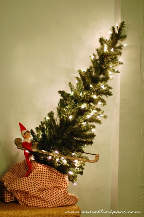 Elf on the Shelf Cutting the Christmas Tree