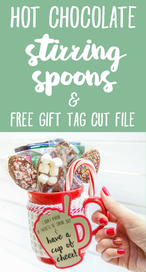 Hot Chocolate Stirring Spoons and Free Gift Tag Cut File