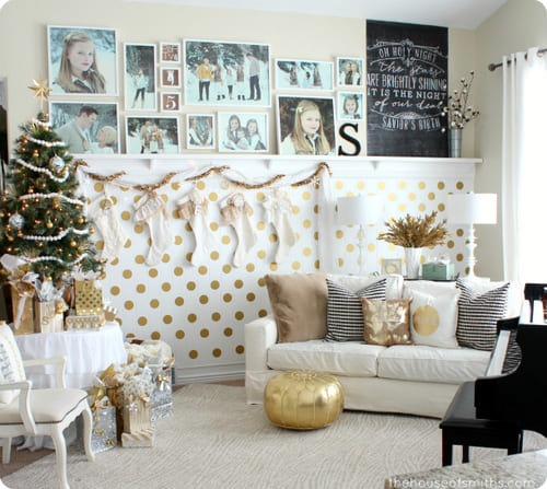 Modern, Whimsical, White and Gold Winter Decor