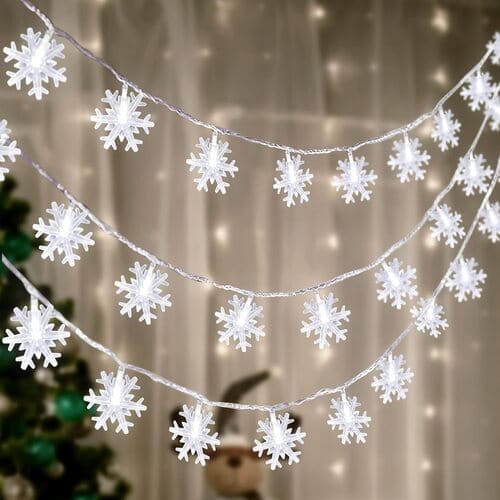 2 Packs 100 LED Christmas Snowflake String Lights