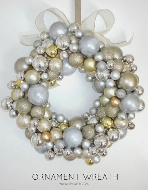 Silver and Gold Christmas Ornament Wreath