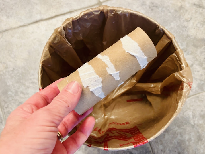 To start you'll need to save your toilet paper tubes, or you could also save paper towel tubes.