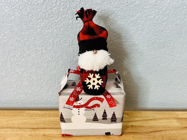 Your gnome ornament is complete and can be used as an ornament or a gift topper.