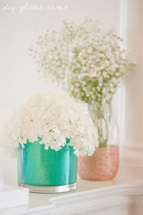 DIY clear glass vase decoration ideas: Glitter Vases