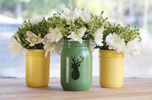 DIY clear glass vase decoration ideas: Deer Silhouette Mason Jar Vases