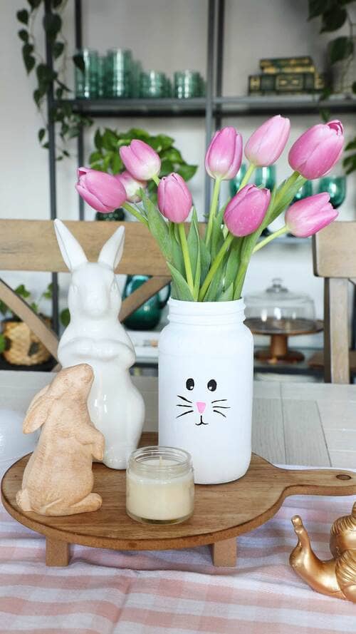 diy clear glass vase decoration ideas bunny Easter vase
