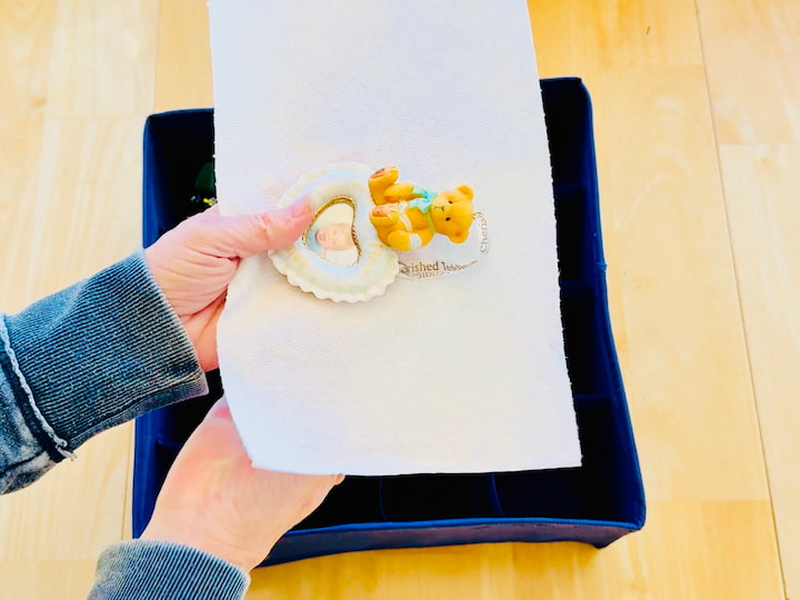 wrapping ornament with paper towel