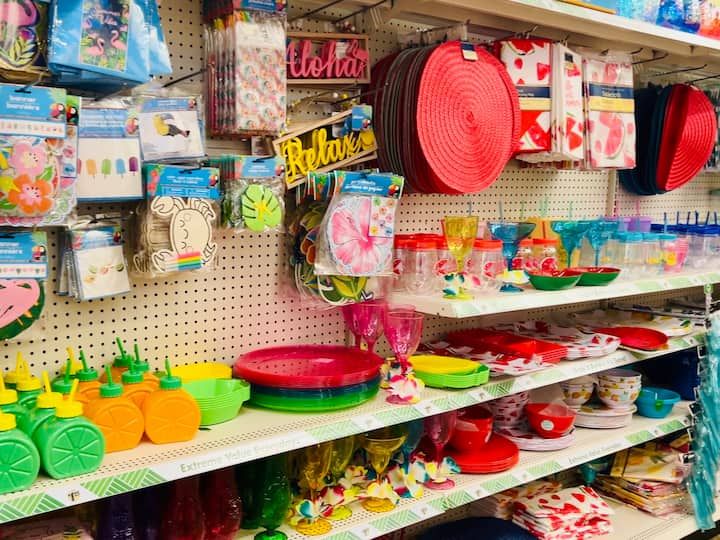 Check out all the dollar tree summer decor. It's rolling in. All the party supplies that you need are here with spending a lot of money