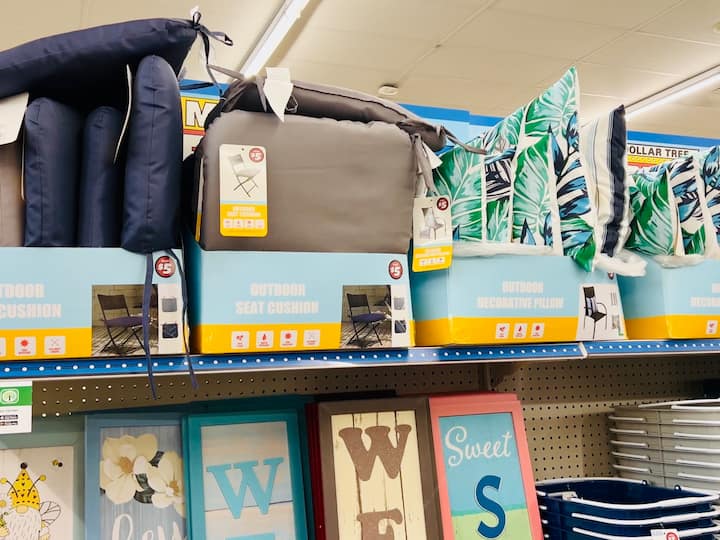 outdoor chair and patio cushions from dollar store