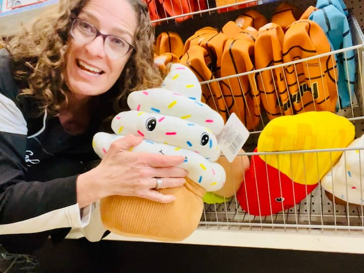 plush toys from the dollar store for summer decor