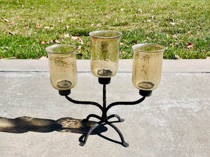 larger candle holder at the thrift store for solar project