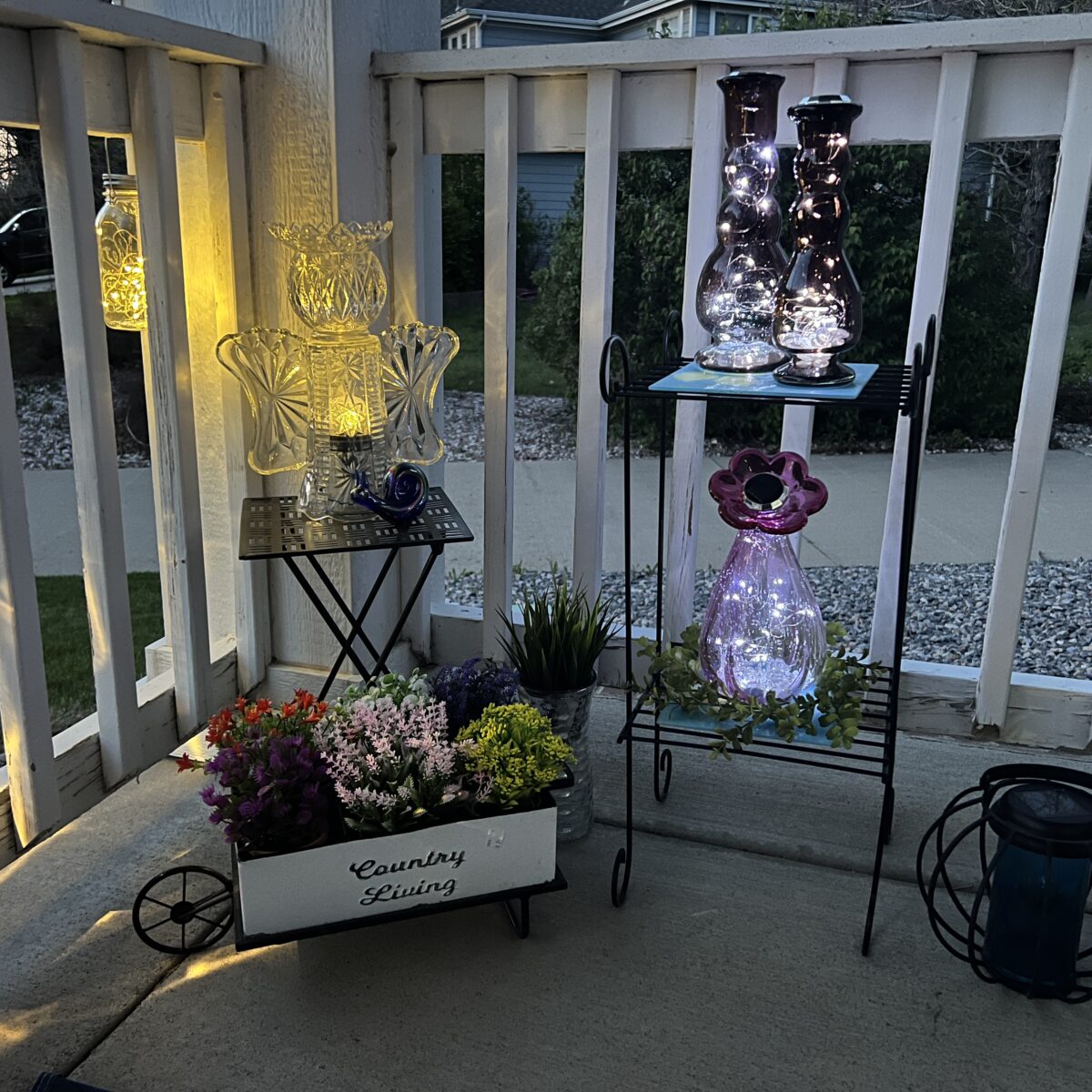 solar light crafts for the front porch to make lanterns and dish angels