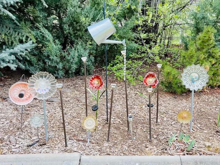 solar dish garden for yard art