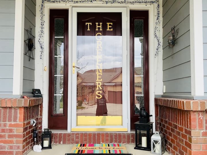 summer front porch entryway with decor