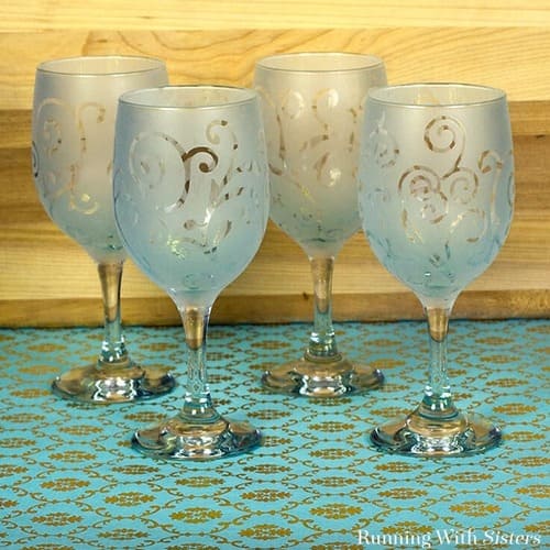 Etched Swirls Wine Glasses painting ideas