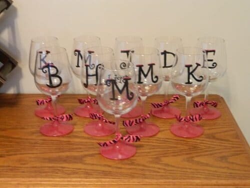 Wine Glass Painting Ideas Monograms first letters