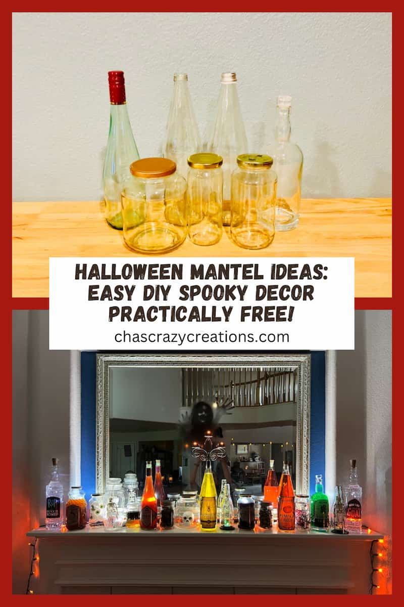 Are you looking for Halloween Mantel Ideas? Create a spooky Halloween mantel featuring DIY potion bottles, apothecary jars, and more.