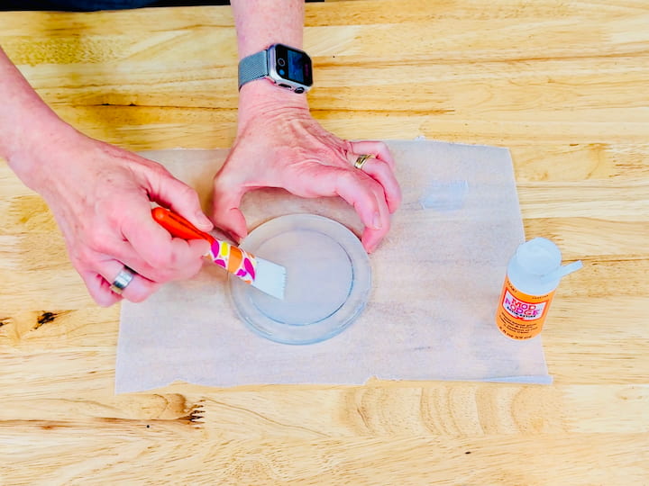 Paint mod podge on the coaster