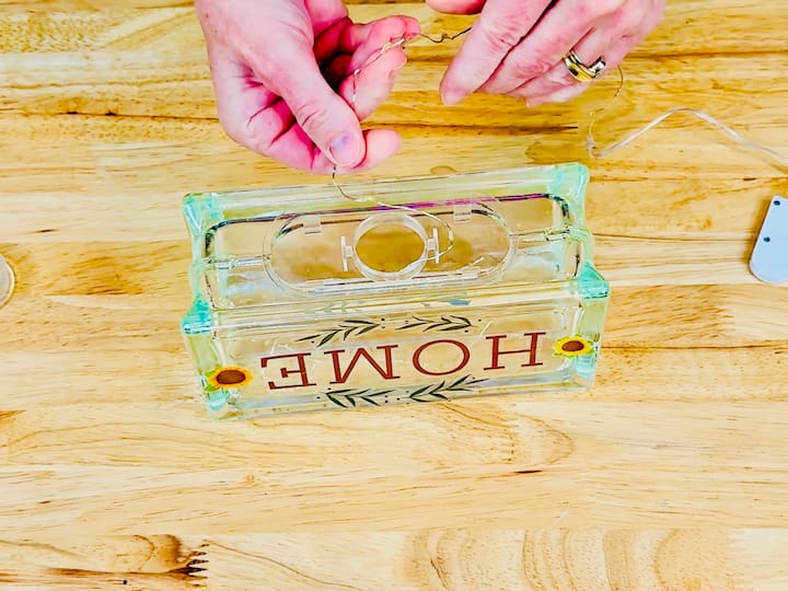 placing lights into the glass block