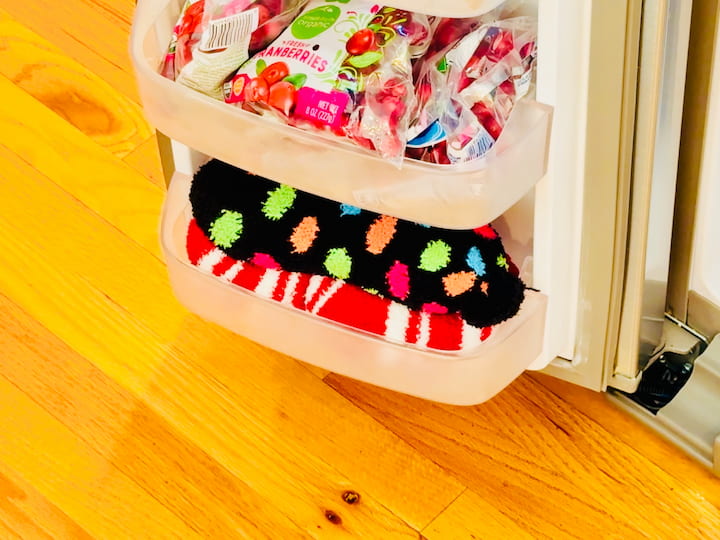 Place the sock in the freezer to cool it