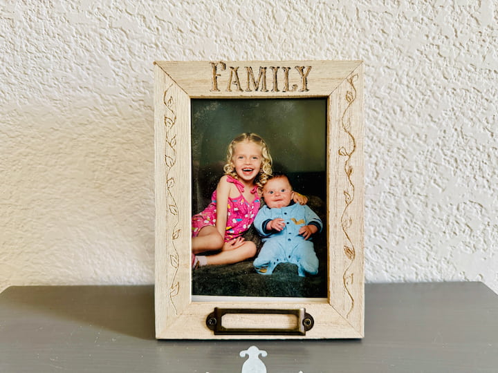 Engraved wood frame