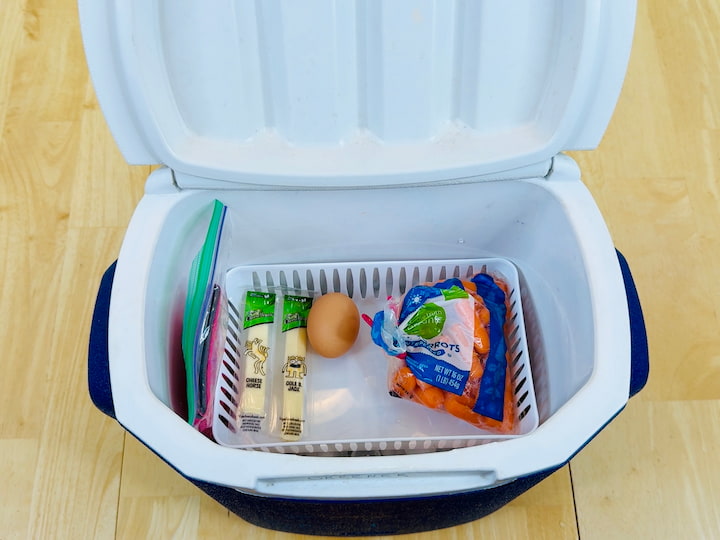 Place a basket on top to hold lunch items.