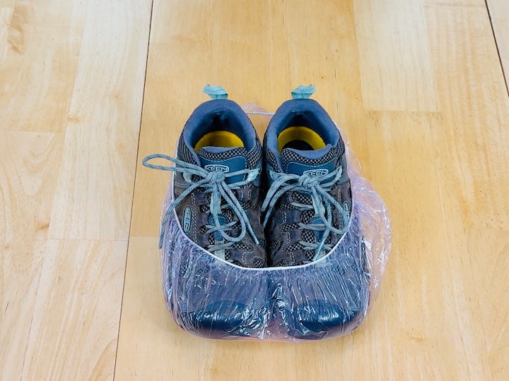 Shower Cap over shoes
