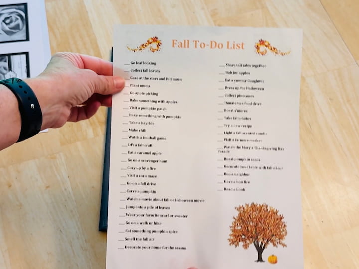 printed bucket list